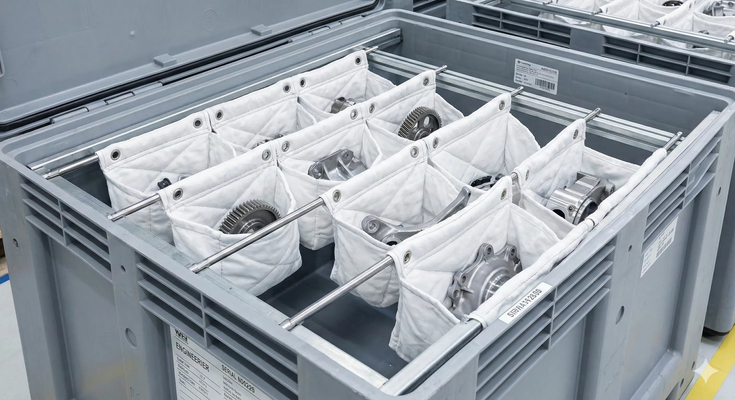 Caja de plastico corrugado coroplast con insertos de eva